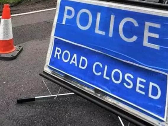The road was closed following the crash on Sunday