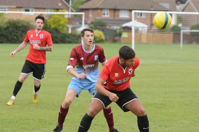 Action from Bretton North End's 3-2 win over Parson Drove. Photo: David Lowndes.