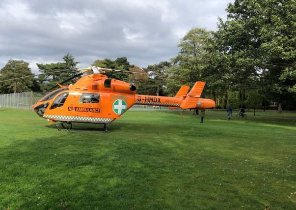 The Magpas air ambulance at Central Park. Photo: John Peach