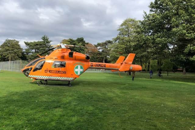 The Magpas air ambulance at Central Park. Photo: John Peach