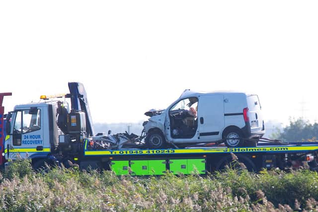 The scene of the crash on the A47 today - photo Terry Harris