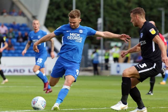 Posh top scorer Matt Godden in action.