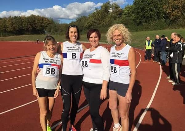 Nene Valley Harriers Ladies medley team, from left, Yvonne Scarrott, Claire Smith, Sally Pusey, Judith Jacobs.