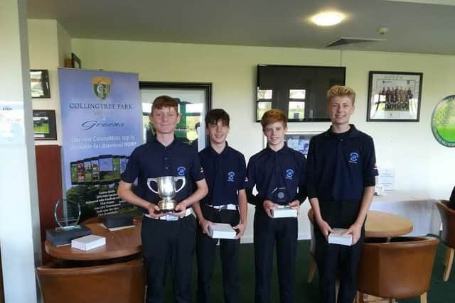 The Milton team that won the Northants Boys County Final. from left, Kai Raymond, Morgan Cresswell, Harry Smith, Euan Herson.