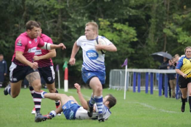 Dean Elmore on the charge for Pterborough Lions against Stourbridge. Photo: Mick Sutterby.