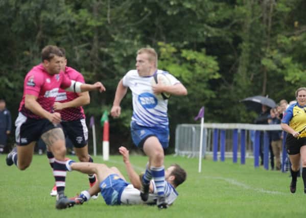 Dean Elmore on the charge for Pterborough Lions against Stourbridge. Photo: Mick Sutterby.