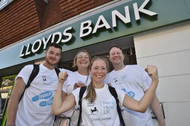 Lloyd's Bank sponsored walkers Perry Wright, Julie Ellis, Neil Thompson and (front) Sarah Baxter at their Westgate branch EMN-180928-151046009
