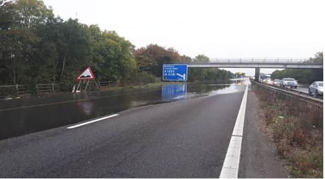 The M11 after the water main burst