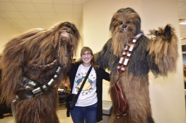 Feel the Force Day at the Kingsgate Centre.  Jacki Armstrong with the Wookies EMN-180610-155857009