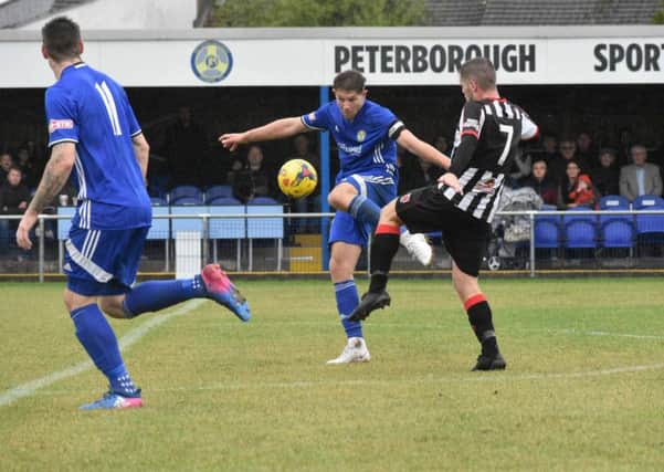 Action from Peterborough Sports v Chorley in the FA Cup. Photo: James Richardson.