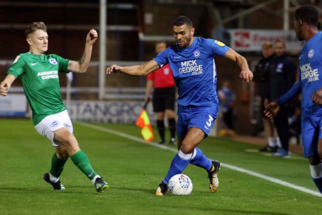 Colin Daniel in action for Posh against Brighton. Photo: Joe Dent/theposh.com.
