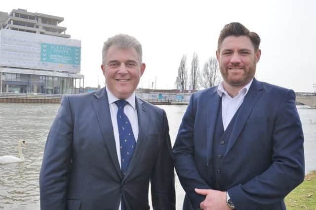 Newly appointed chief executive of Opportunity Peterborough Tom Hennessy, right, pictured meeting Conservative Party chairman Brandon Lewis on a visit to the city in June. 
EMN-180604-164814009