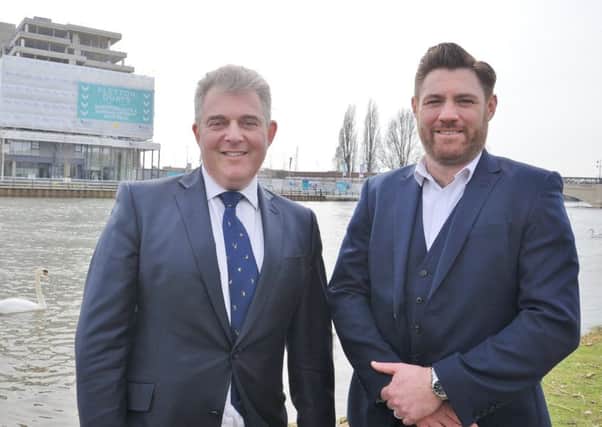 Newly appointed chief executive of Opportunity Peterborough Tom Hennessy, right, pictured meeting Conservative Party chairman Brandon Lewis on a visit to the city in June. 
EMN-180604-164814009