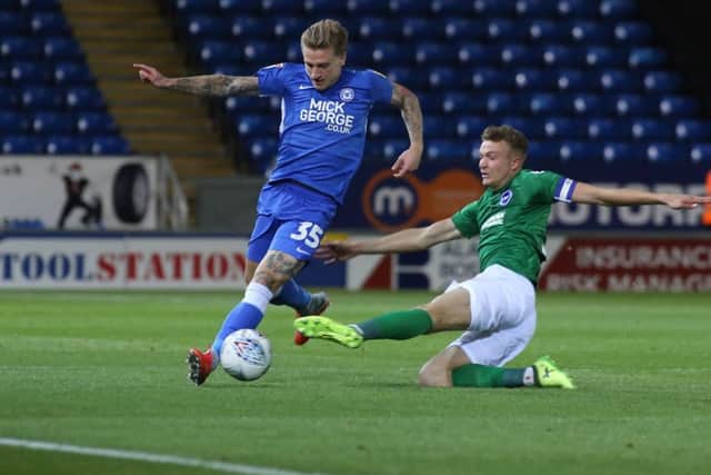 Posh striker Jason Cumings in action.