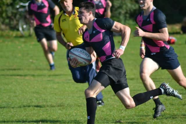 Ryan Adams flew in for a hat-trick of tries.