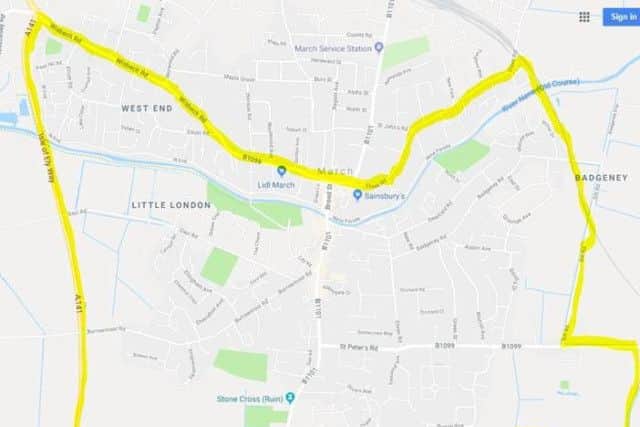 A map of the area affected by the order