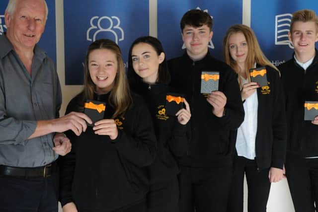 From left, Safapacs John Blaydes with pupils Lilly Lydiard, Lily Mayes, Jayden Whittaker, Lucy Martin and Harry Neal.