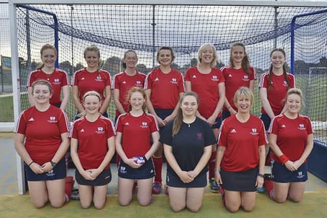 City of Peterborough Ladies 3rds ahead of a 0-0 draw with Spalding 2nds, back row left to right, Katie Rowe, Amelia Shepherd, Nikki Harris, Lisa Deacon, Sue McNaughton, Iris Powell, Kara Morton, front, Lara Wade, Helena Wilson, Libby Smith, Jo White, Andrea Howard, Kelly Tizzomo. Photo: David Lowndes.