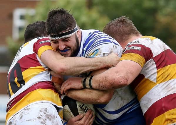 Prop Alex Ioannou in possession for the Lions against Fylde. Picture: Mick Sutterby