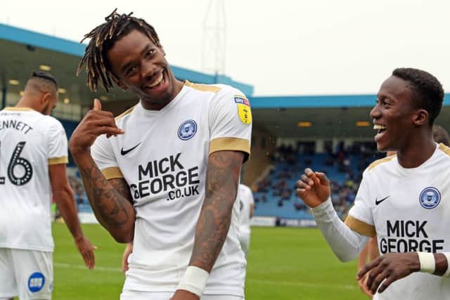 Ivan Toney celebrates his goal against Gillingham which is a contender for Goal of the Month.