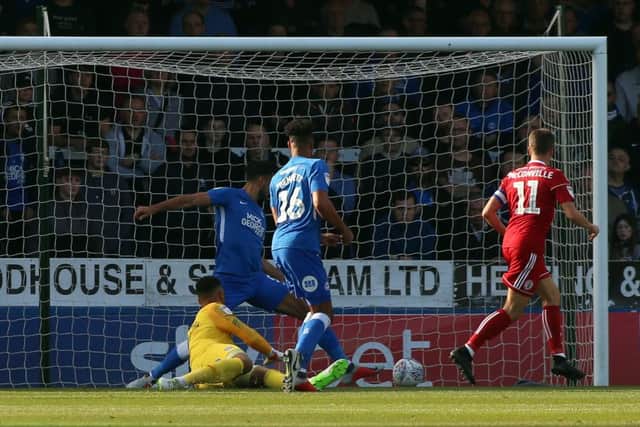 Sean McConville of Accrington Stanley scores his sides only goal of the game - Mandatory by-line: Joe Dent/JMP - 20/10/2018 - FOOTBALL - ABAX Stadium - Peterborough, England - Peterborough United v Accrington Stanley - Sky Bet League One