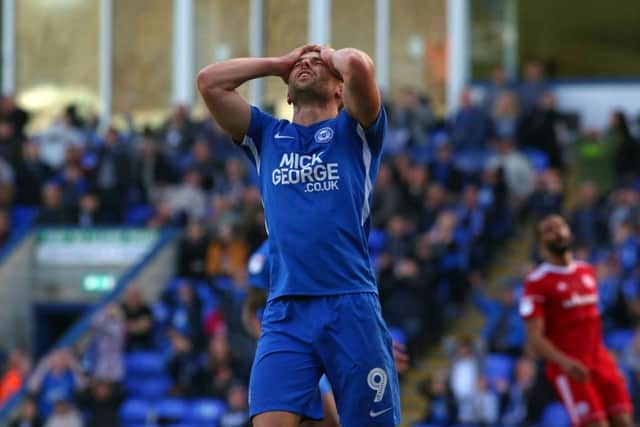 Matt Godden of Peterborough United cuts a frustrated figure after missing a chance to score - Mandatory by-line: Joe Dent/JMP - 20/10/2018 - FOOTBALL - ABAX Stadium - Peterborough, England - Peterborough United v Accrington Stanley - Sky Bet League One