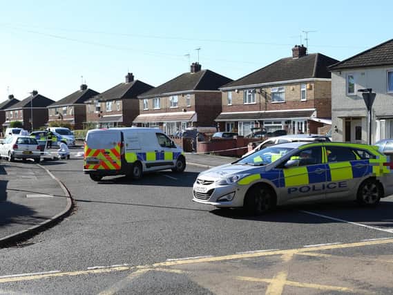 Police at the scene in Oakdale Avenue this morning. Photo: Terry Harris