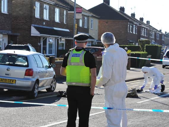 Police at the scene in Oakdale Avenue on Sunday