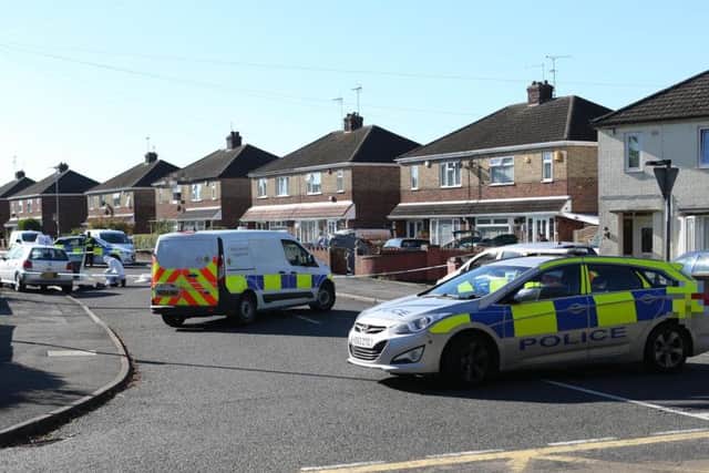 Police at the scene in Oakdale Avenue yesterday. Photo: Terry Harris