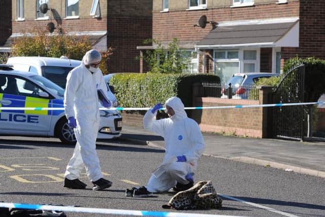 Police in Oakdale Avenue on Sunday