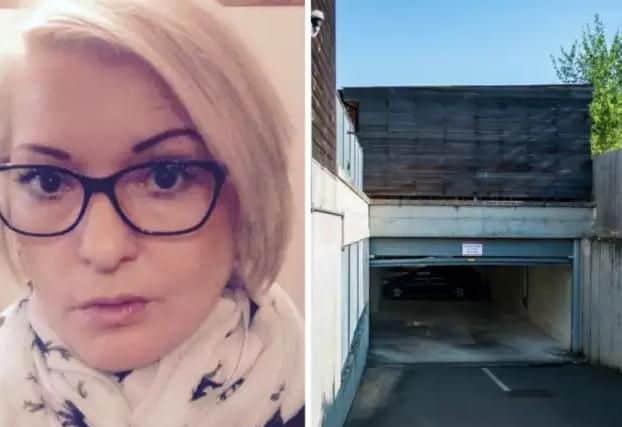 Social worker Heidi Chalkley, 40, was heading on a night out when she grabbed hold of the rising door and was lifted off the ground. Picture: SWNS
