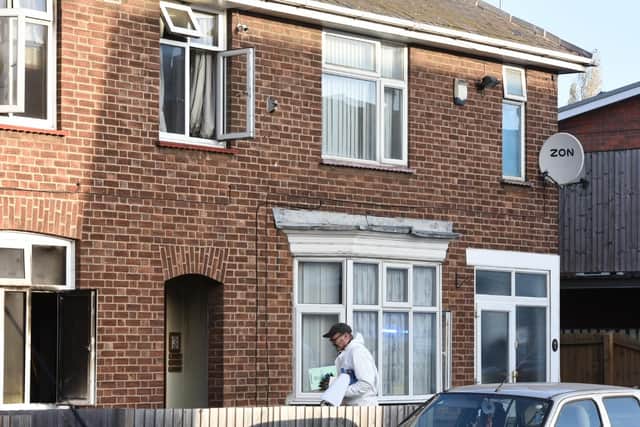 Fire investigators arriving at the scene in Southview Avenue in Peterborough this morning