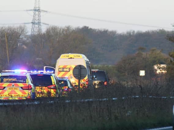 The scene of the crash on the A1 this morning.