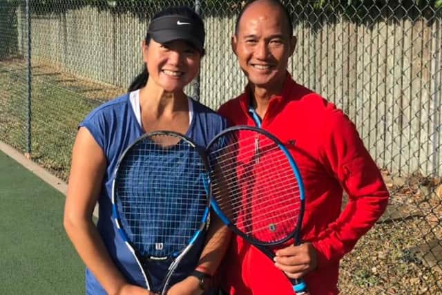 Mixed  doubles winners Paul Lee and Lucy Li.