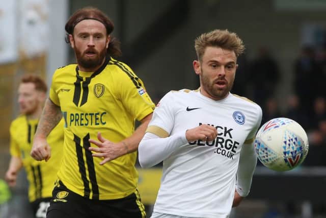 Matt Godden in action for Posh at Burton. Photo: Joe Dent/theposh.com.