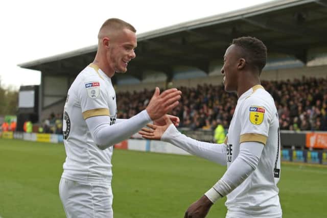 Posh goalscorers and joint men-of-the-match Joe Ward (left) and Siriki Dembele (photo: Joe Dent/theposh.com).