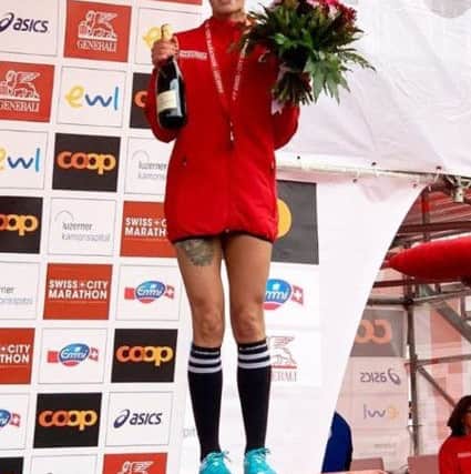 Jordan Foster on the podium in Lucerne.