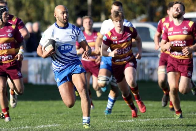Shaquille Meyers on the run for the Lions against Sedgley Park. Picture: Mick Sutterby
