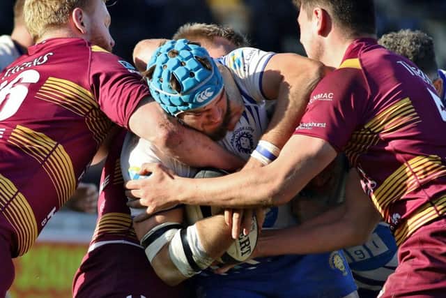 Tom Lewis in possession for the Lions against Sedgley Park. Picture: Mick Sutterby