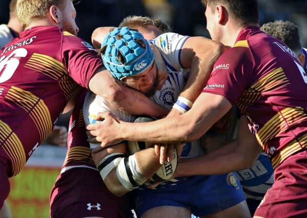 Tom Lewis in possession for the Lions against Sedgley Park. Picture: Mick Sutterby