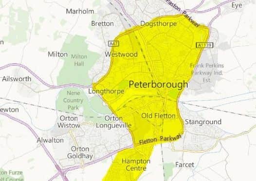 The map of the dispersal order. Photo: Cambridgeshire police
