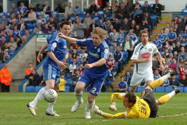 Wycombe striker Craig Mackail-Smith in action for Posh.