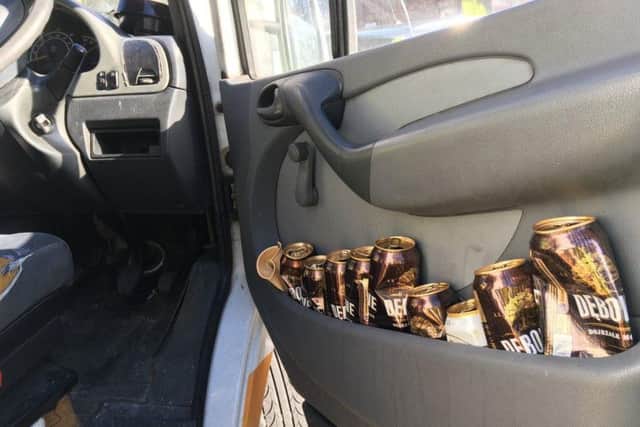 The cans of lager found by police during the arrest