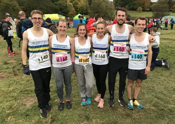 PAC runners at Mansfield. From the left are  Dominic Moszkal, Sarah Caskey, Sophie Watson, Louise Morgan, Shaun Walton and Nathan Popple.