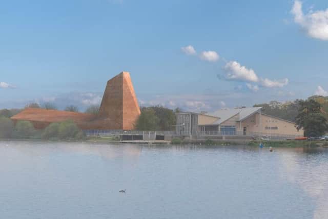 This image shows how the proposed Olympic climbing walls centre at Ferry Meadows could appear