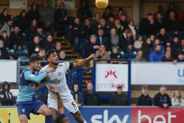 Posh centre-back Ryan Tafazolli in action for Posh at Wycombe. Photo: Joe Dent/theposh.com.