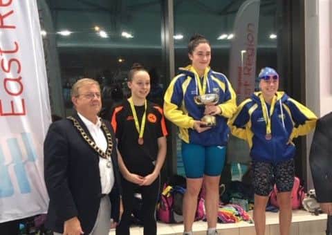 Rebecca Burton and Amelia Monaghan were first and second in the  100m breaststroke.