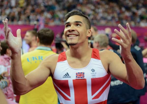 Louis Smith reacts after winning a silver medal at the 2012 Olympics.