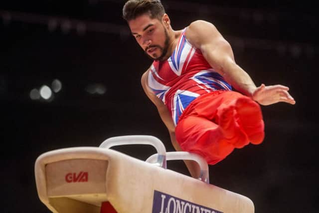 Louis Smith in action at the 2015 World Championships.