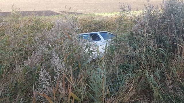 The minibus in the ditch. Photo: Kelly Stanier